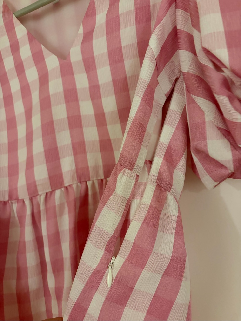 Crosby by Mollie Burch Pink Gingham Puff Sleeve Top - Picture 3 of 3